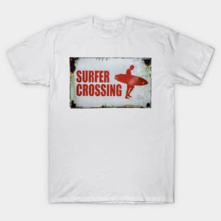 Vintage Surfer Crossing Sign T-Shirt